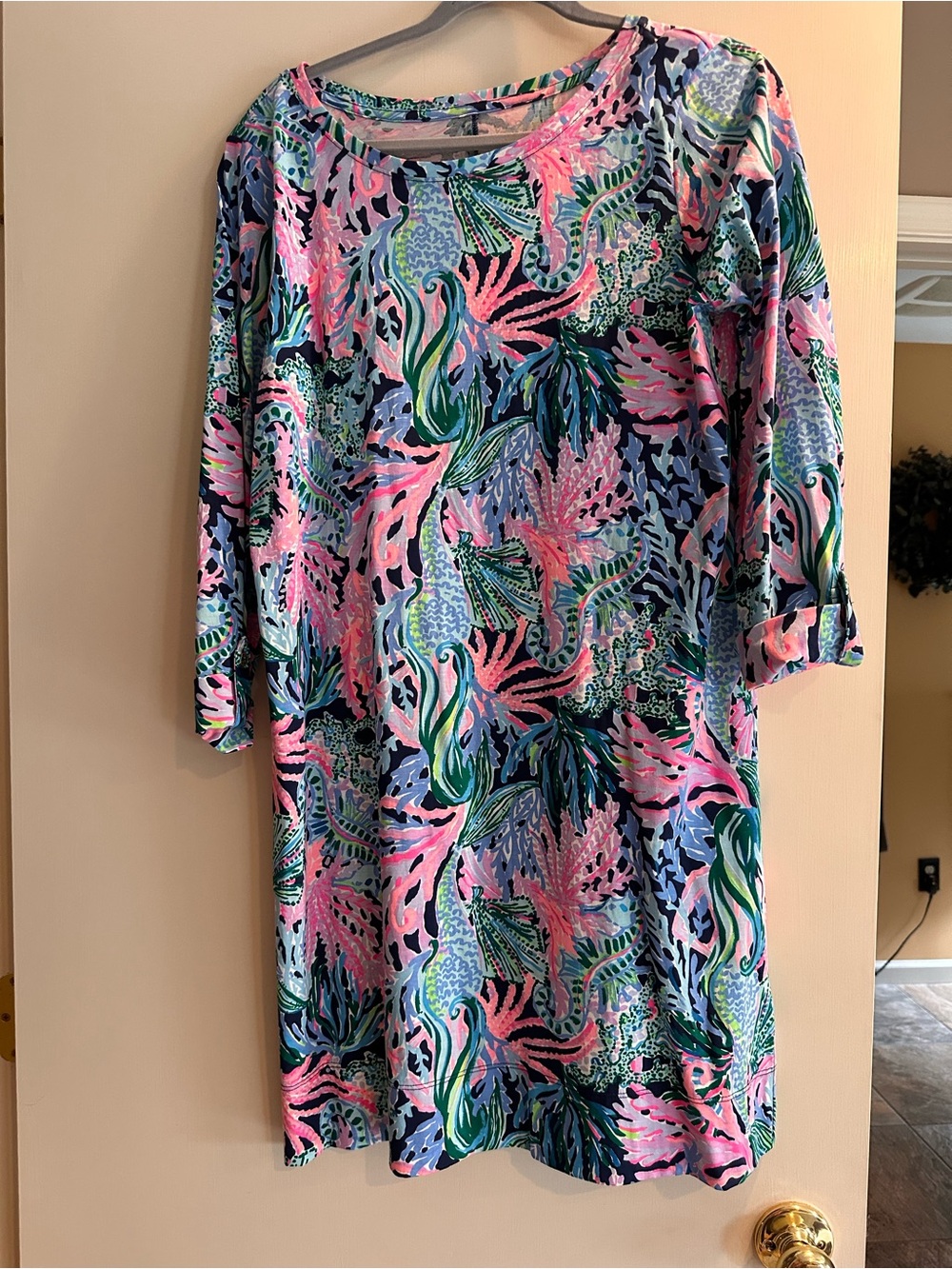 Lilly Pulitzer Pink, Blue & Green Floral Long-Sleeve Tunic Dress
